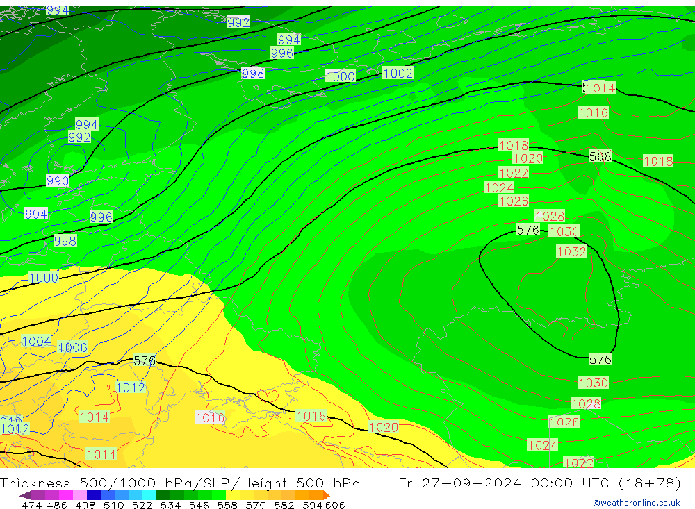 Thck 500-1000гПа GFS пт 27.09.2024 00 UTC