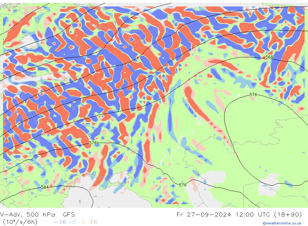 V-Adv. 500 hPa GFS Fr 27.09.2024 12 UTC