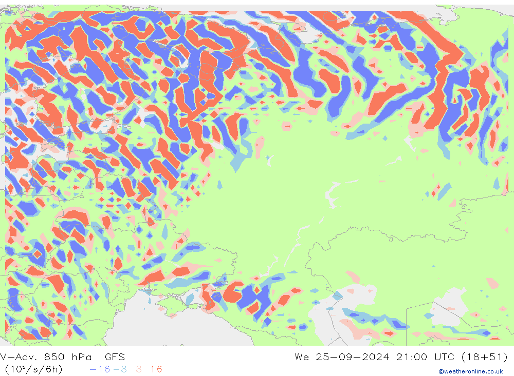 V-Adv. 850 hPa GFS We 25.09.2024 21 UTC