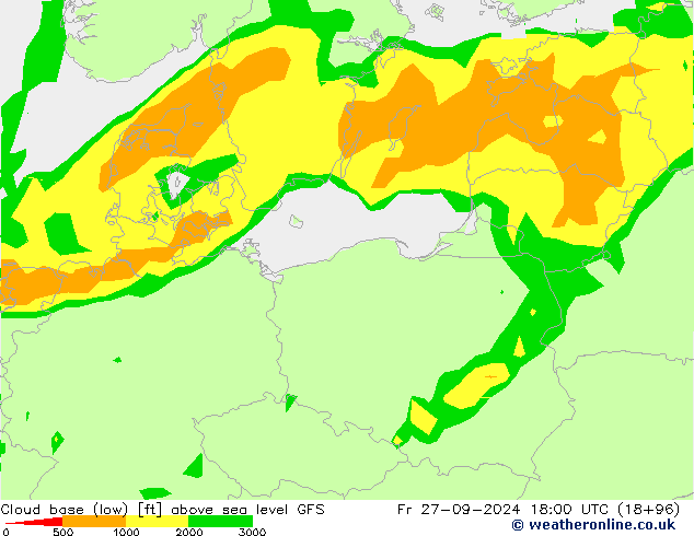 Cloud base (low) GFS ven 27.09.2024 18 UTC