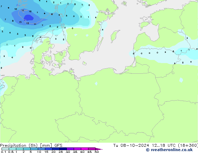 Z500/Regen(+SLP)/Z850 GFS di 08.10.2024 18 UTC