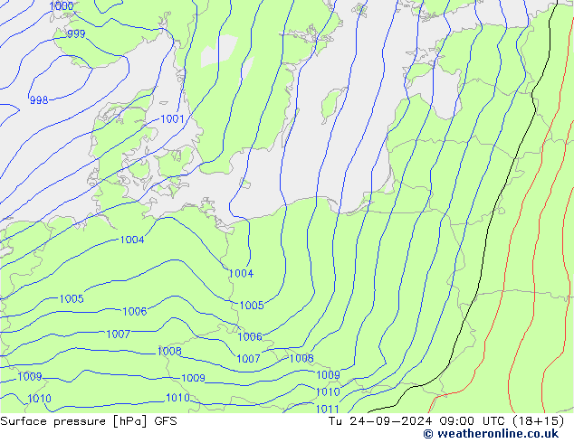 приземное давление GFS вт 24.09.2024 09 UTC