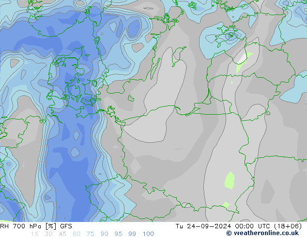 RH 700 hPa GFS Ter 24.09.2024 00 UTC