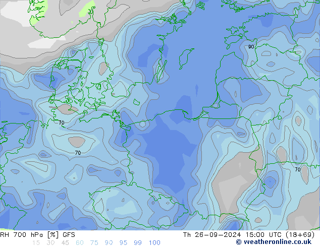 RH 700 hPa GFS Qui 26.09.2024 15 UTC