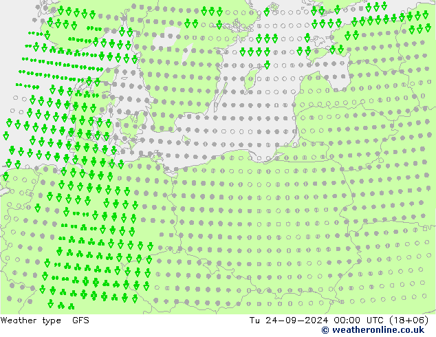 Weather type GFS Út 24.09.2024 00 UTC