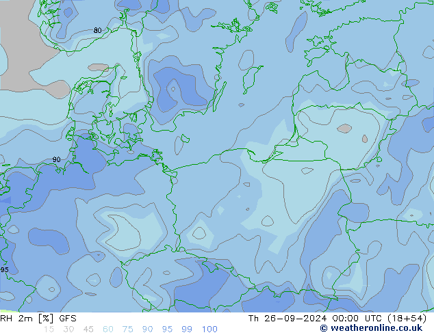 RH 2m GFS Th 26.09.2024 00 UTC