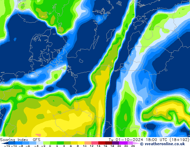 Soaring Index GFS Di 01.10.2024 18 UTC