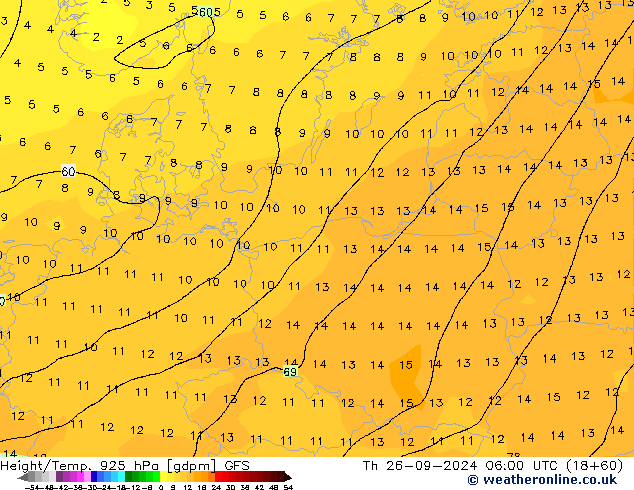 Height/Temp. 925 hPa GFS Do 26.09.2024 06 UTC