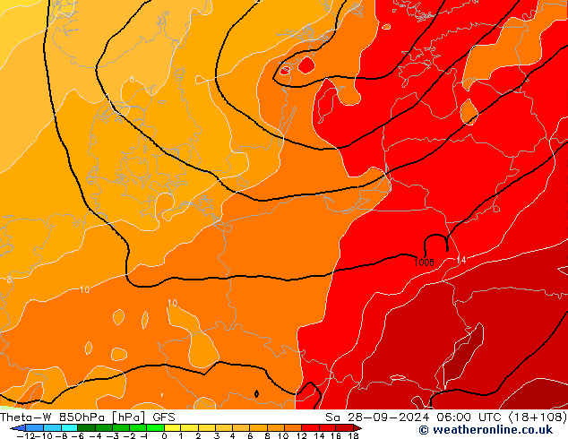 Theta-W 850hPa GFS Sa 28.09.2024 06 UTC