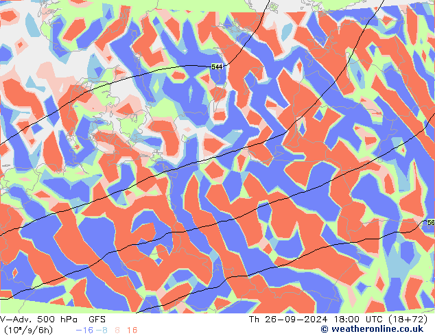 V-Adv. 500 hPa GFS jue 26.09.2024 18 UTC