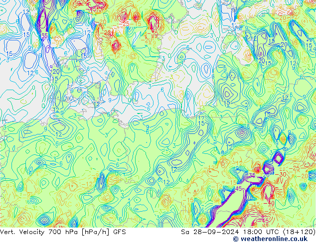 Vert. Velocity 700 hPa GFS sáb 28.09.2024 18 UTC