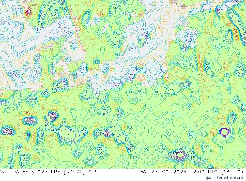 925 hPa Dikey Hız GFS Çar 25.09.2024 12 UTC