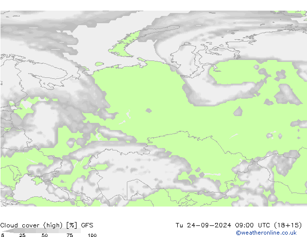 vysoký oblak GFS Út 24.09.2024 09 UTC