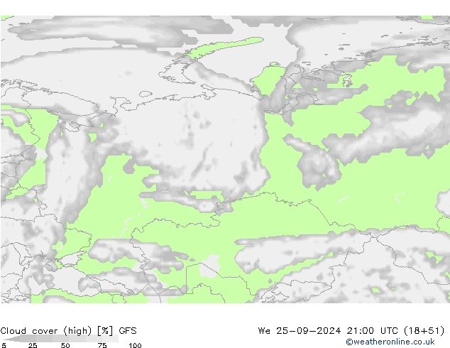 Cloud cover (high) GFS We 25.09.2024 21 UTC