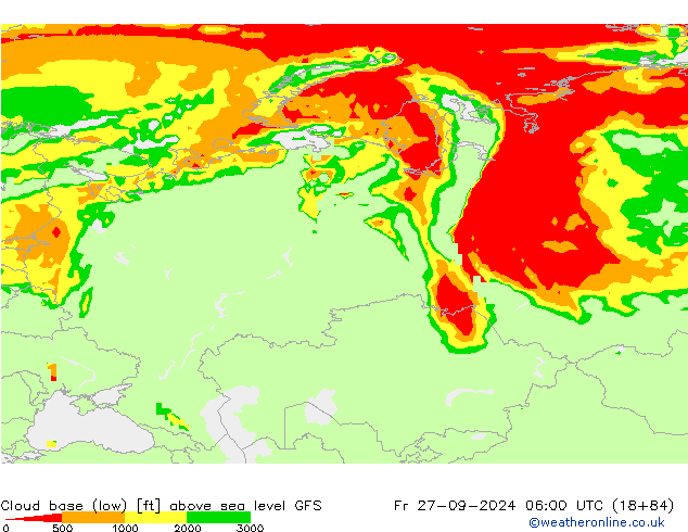 Cloud base (low) GFS Fr 27.09.2024 06 UTC