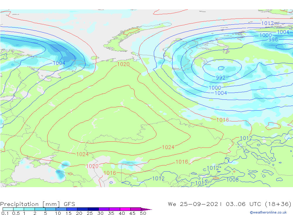 Precipitazione GFS mer 25.09.2024 06 UTC