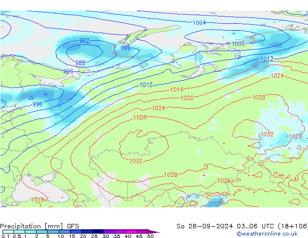 Précipitation GFS sam 28.09.2024 06 UTC