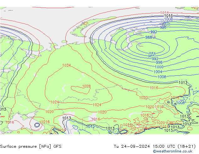 Surface pressure GFS Tu 24.09.2024 15 UTC