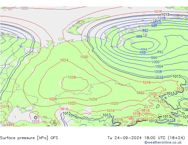 приземное давление GFS вт 24.09.2024 18 UTC