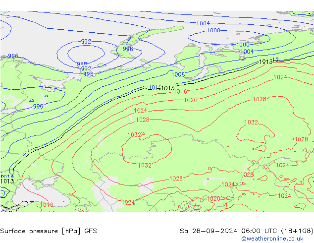 GFS: sam 28.09.2024 06 UTC