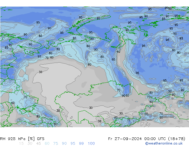 RH 925 hPa GFS Sex 27.09.2024 00 UTC