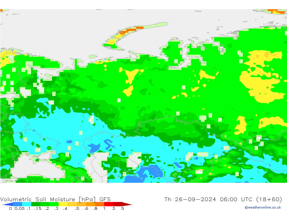 Volumetric Soil Moisture GFS Qui 26.09.2024 06 UTC