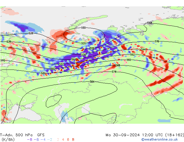 T-Adv. 500 hPa GFS Seg 30.09.2024 12 UTC