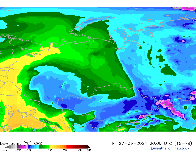 Dew point GFS Fr 27.09.2024 00 UTC