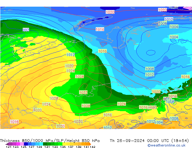 Thck 850-1000 hPa GFS Th 26.09.2024 00 UTC