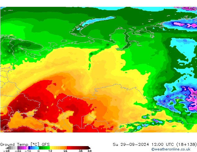 Ground Temp GFS Su 29.09.2024 12 UTC