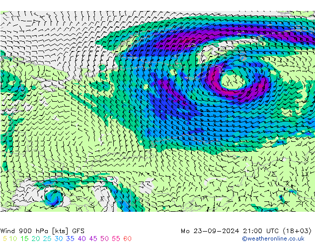 Wind 900 hPa GFS Září 2024