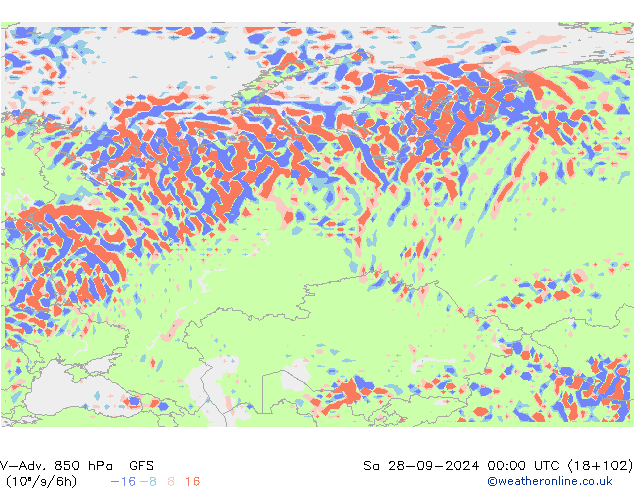 V-Adv. 850 hPa GFS Sa 28.09.2024 00 UTC