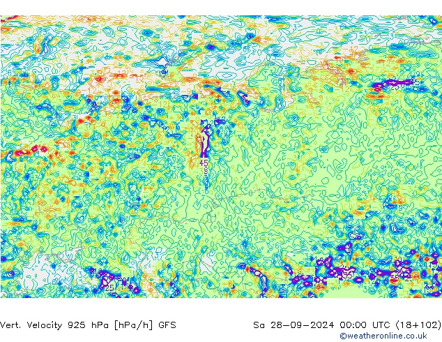 Vert. Velocity 925 hPa GFS Sáb 28.09.2024 00 UTC