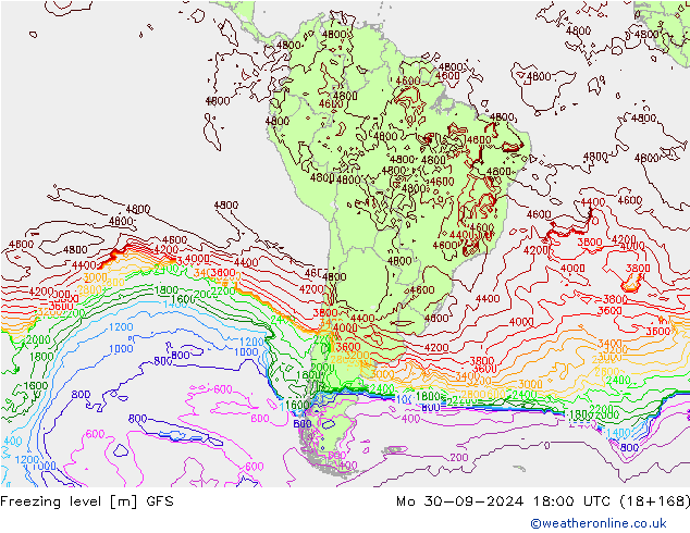 Freezing level GFS lun 30.09.2024 18 UTC