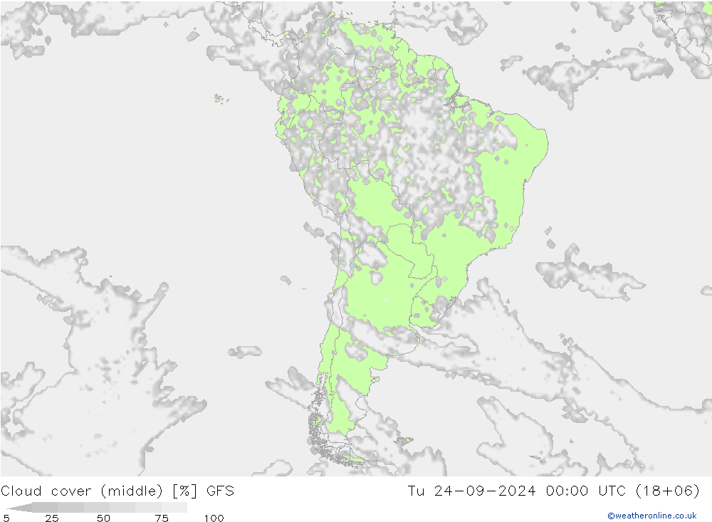 Chmura (wysokie,środk.,niskie) GFS wto. 24.09.2024 00 UTC