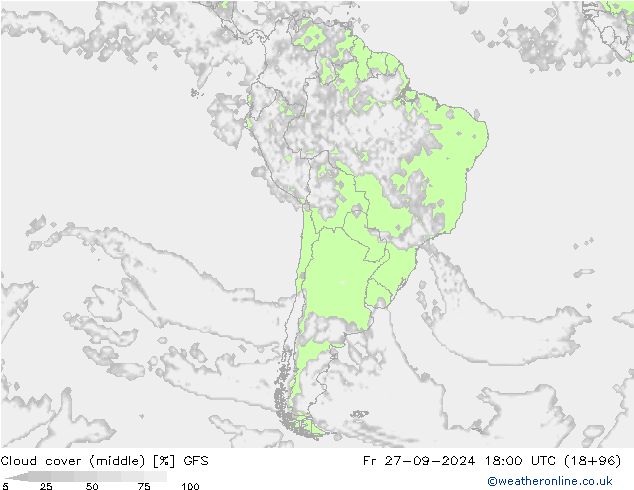 oblačnosti uprostřed GFS Pá 27.09.2024 18 UTC