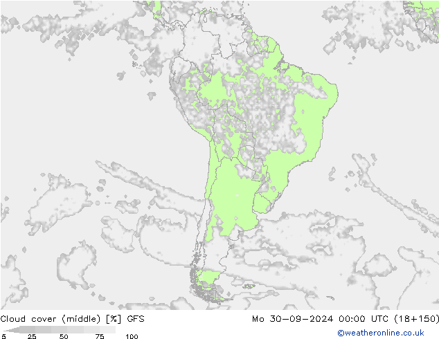 Cloud cover (middle) GFS Mo 30.09.2024 00 UTC