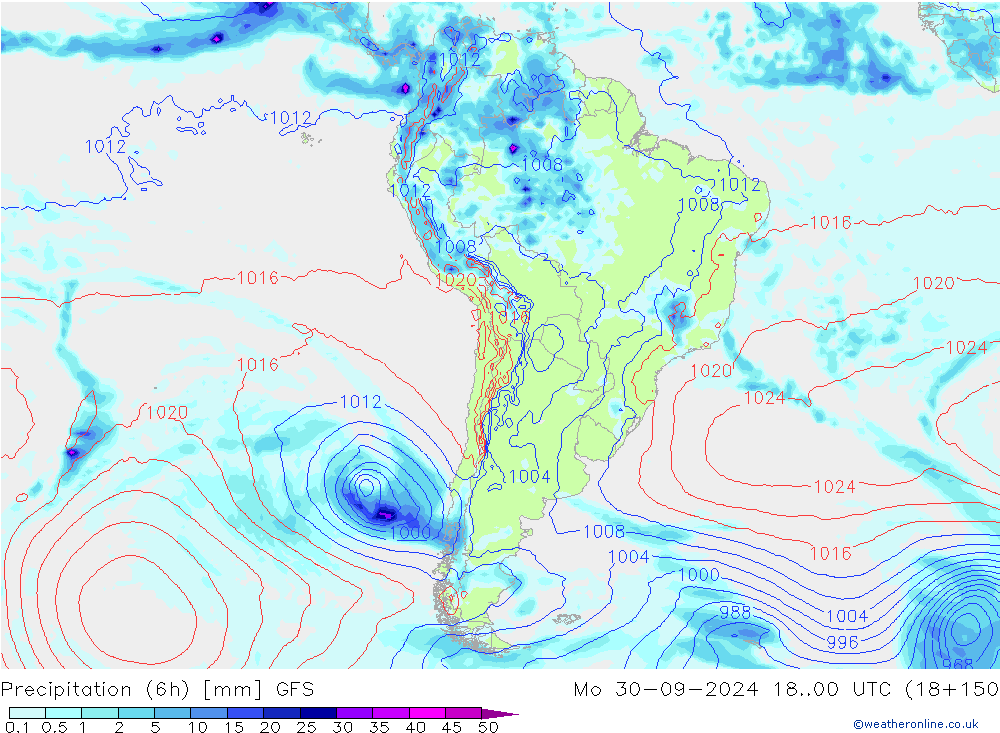 Z500/Yağmur (+YB)/Z850 GFS Pzt 30.09.2024 00 UTC