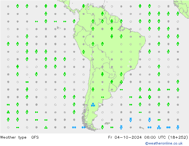 Tipo de precipitación GFS vie 04.10.2024 06 UTC