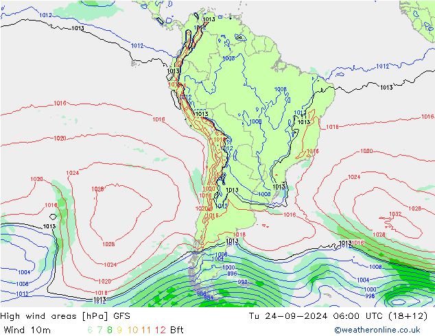 High wind areas GFS Ter 24.09.2024 06 UTC