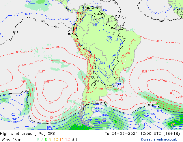 High wind areas GFS Tu 24.09.2024 12 UTC