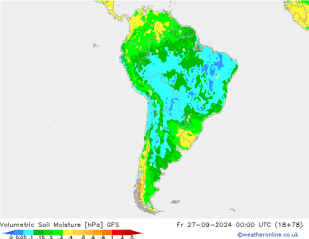 Volumetrisch bodemvocht GFS vr 27.09.2024 00 UTC