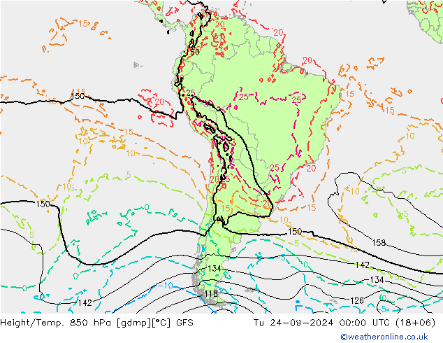 Hoogte/Temp. 850 hPa GFS di 24.09.2024 00 UTC