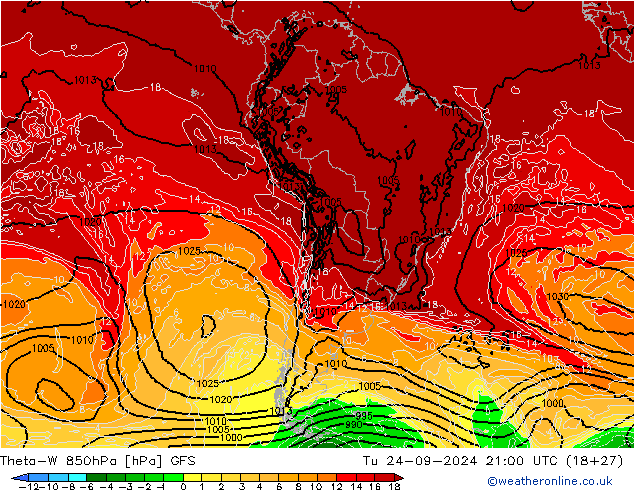 Theta-W 850hPa GFS  24.09.2024 21 UTC