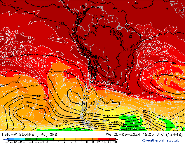 Theta-W 850hPa GFS St 25.09.2024 18 UTC