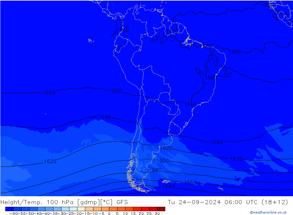 Height/Temp. 100 hPa GFS  24.09.2024 06 UTC