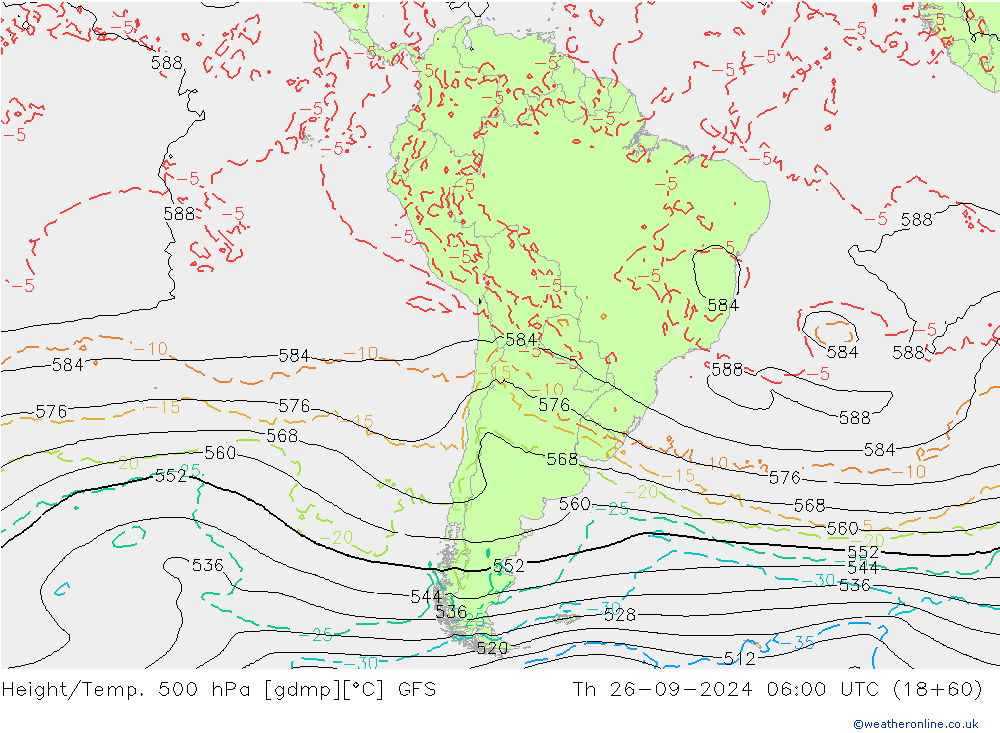 Z500/Rain (+SLP)/Z850 GFS Th 26.09.2024 06 UTC