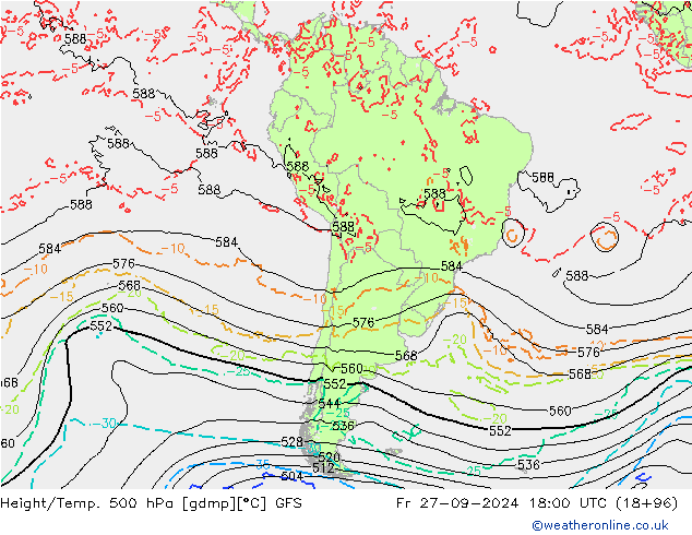 Height/Temp. 500 hPa GFS Fr 27.09.2024 18 UTC