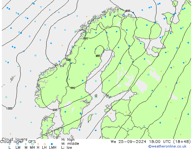 Cloud layer GFS We 25.09.2024 18 UTC