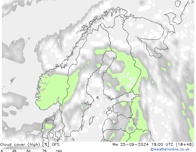 Nubi alte GFS mer 25.09.2024 18 UTC